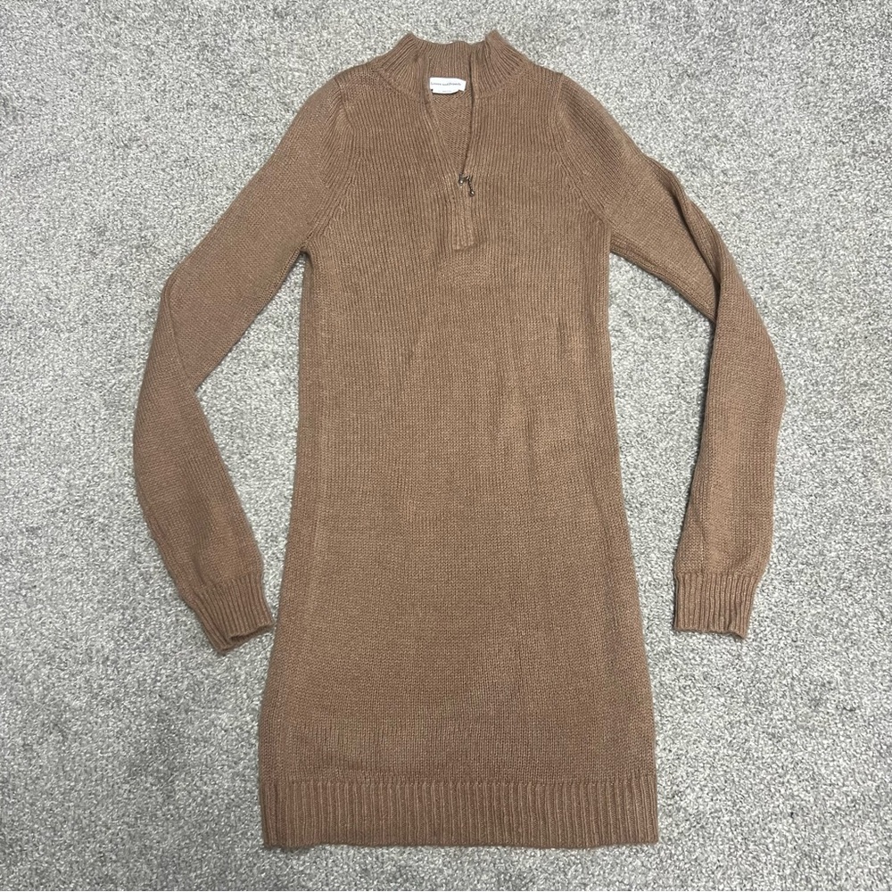 Lovers and Friends Dress Womens Small Camel Tan Anthea Sweater Long Sleeve Zip